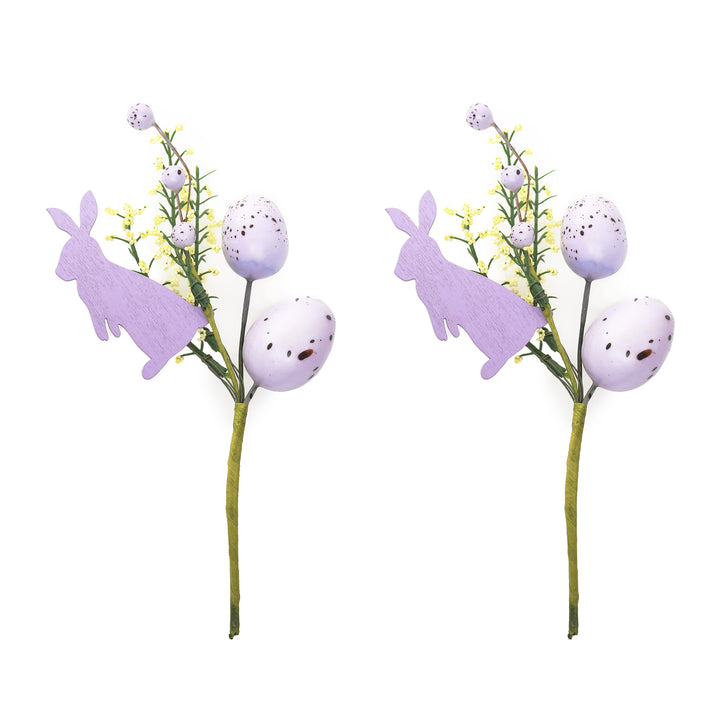 Bunny and Speckled Egg Floral Pick - Set of 2