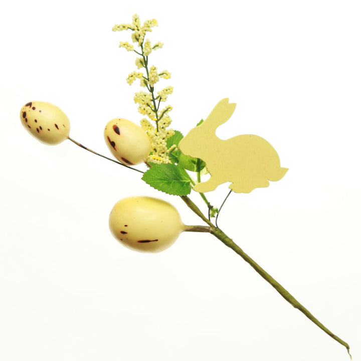 Yellow Bunny and Speckled Egg Floral Pick