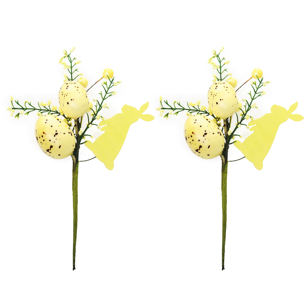 Bunny and Speckled Egg Floral Pick - Set of 2