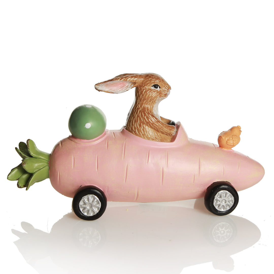 Bunny in Carrot Car Easter Ornament