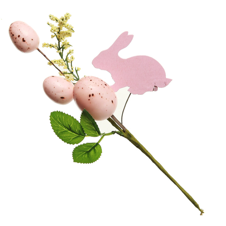 Pink Bunny and Speckled Egg Floral Pick