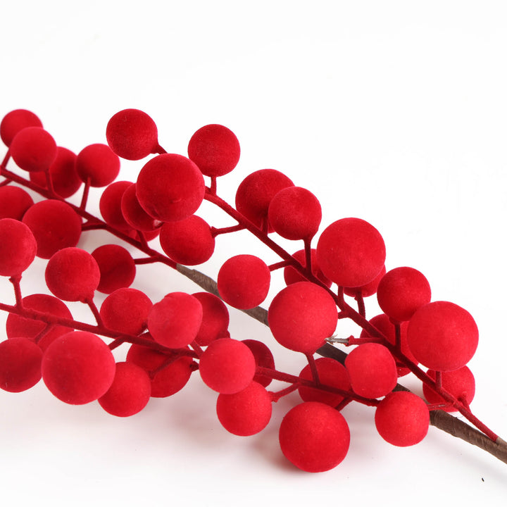 Burgundy and Berry Flocked Pick - 58cm