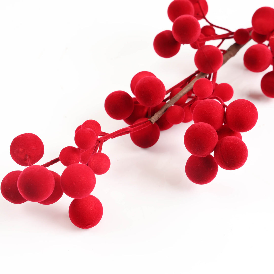 Burgundy and Berry Flocked Pick - 72cm