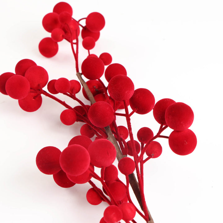 Burgundy and Berry Flocked Pick - 72cm