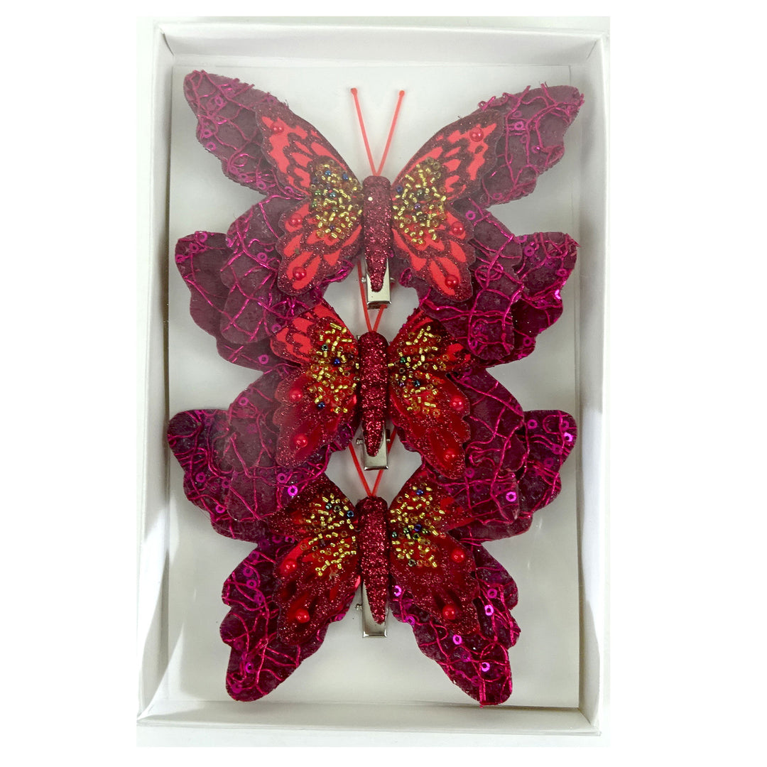 Burgundy Butterfly Clip - Pack of 3