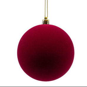 Burgundy Flocked 10cm Bauble