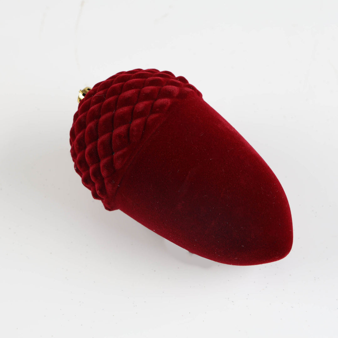 Burgundy Flocked Acorn - Tree Deoration - 13cm