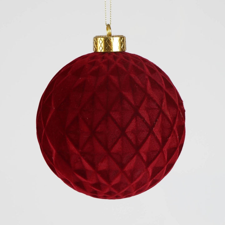 Burgundy Flocked Bauble - Tree Decoration -12cm