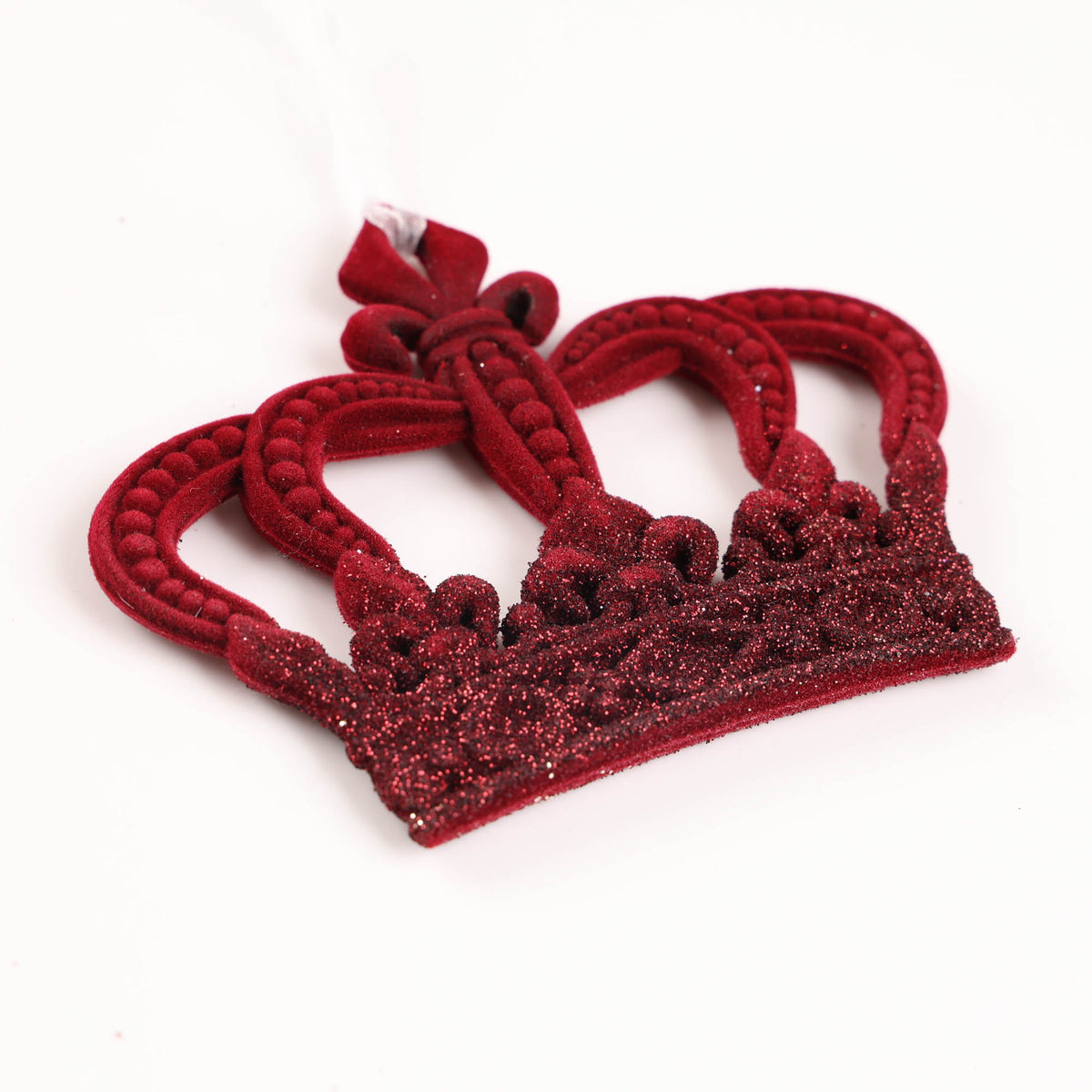 Burgundy Flocked Crown - Tree Decoration - 11.5cm