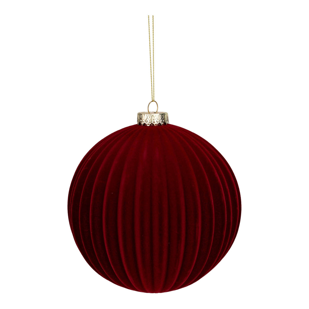 Burgundy Flocked Stripe 15cm Bauble