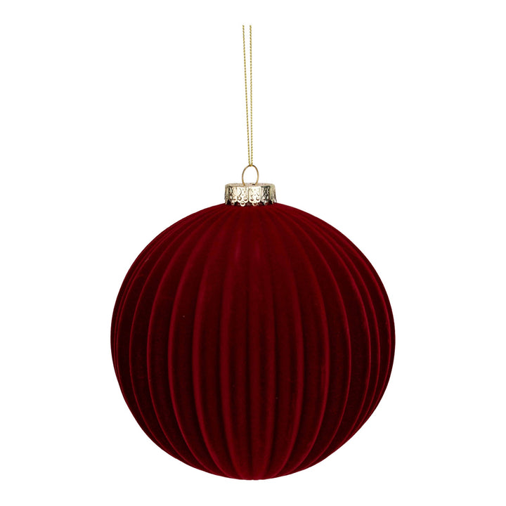 Burgundy Flocked Stripe 15cm Bauble