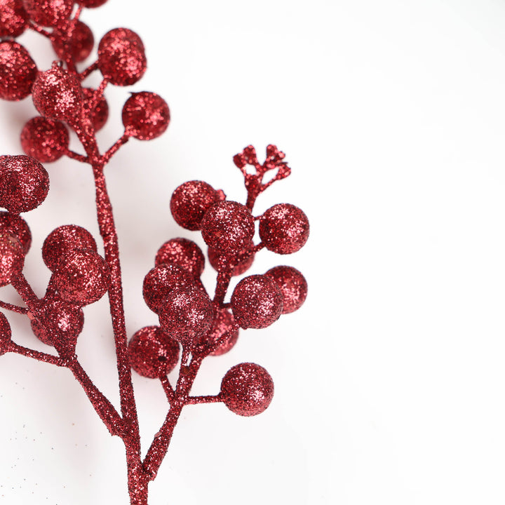 Burgundy Glitter Berry Pick - 32cm