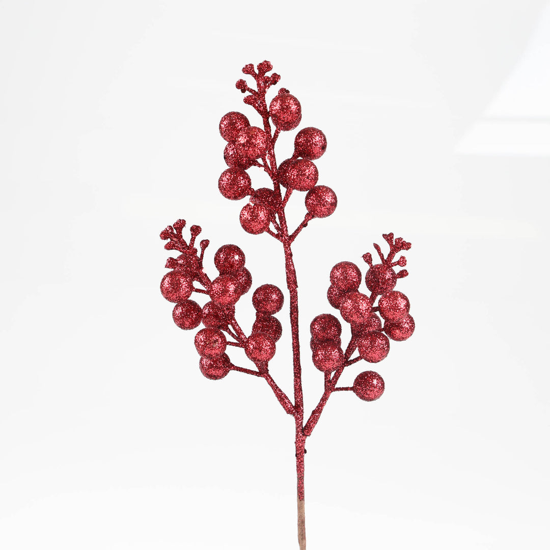 Burgundy Glitter Berry Pick - 32cm
