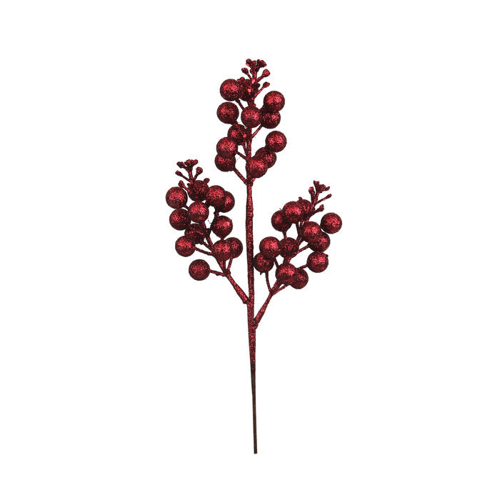 Burgundy Glitter Berry Pick - 32cm
