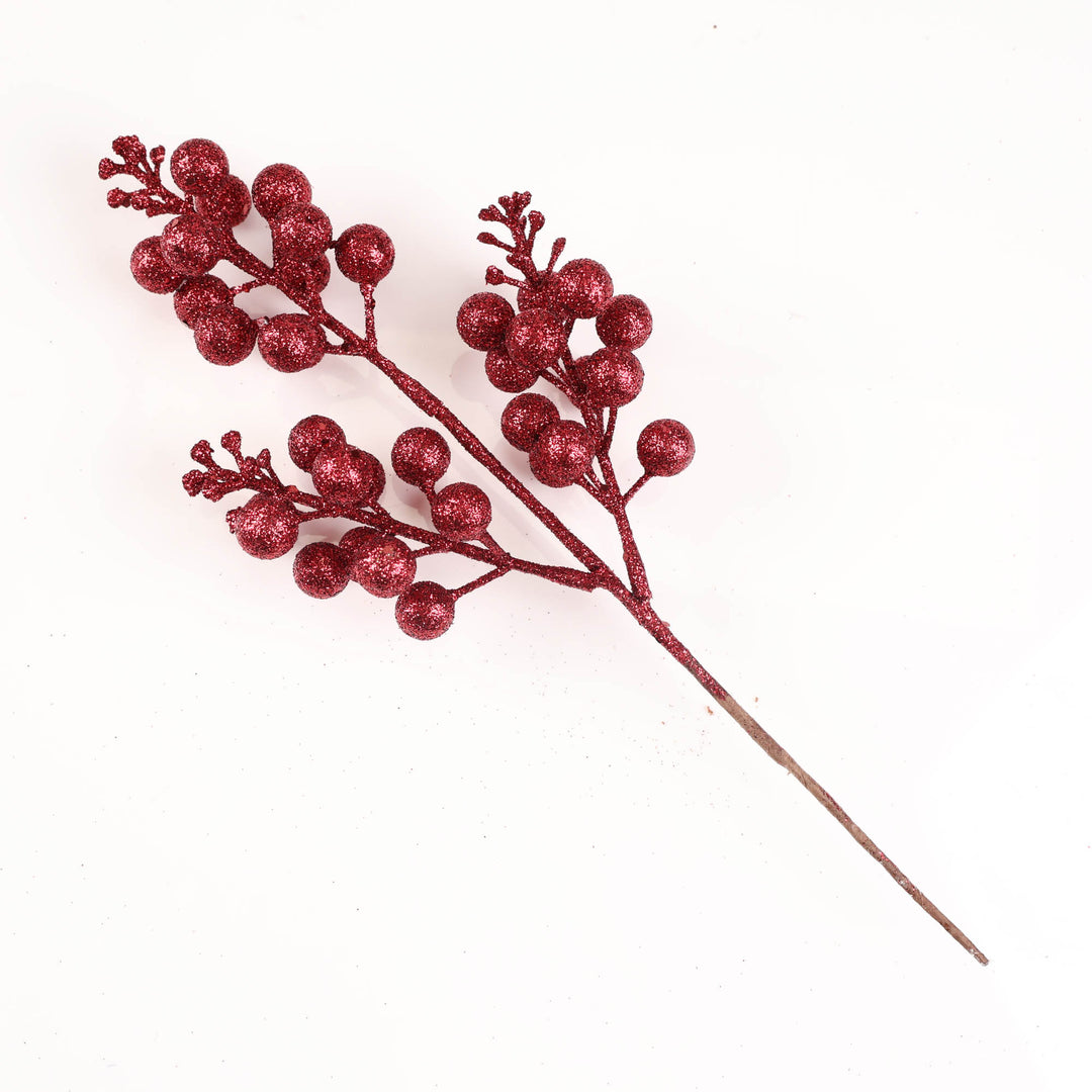 Burgundy Glitter Berry Pick - 32cm