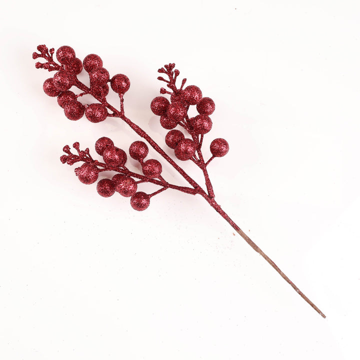 Burgundy Glitter Berry Pick - 32cm