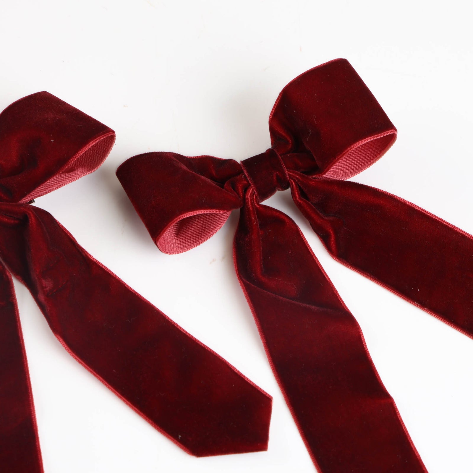 Burgundy Velvet Bow Clip - Pack of 2