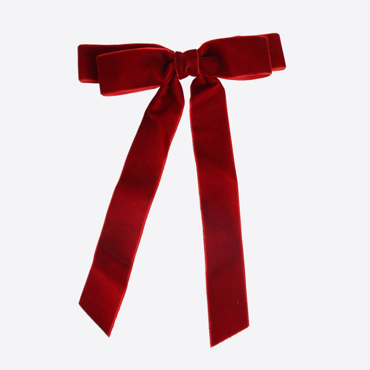 Burgundy Velvet Bow Clip - Pack of 4