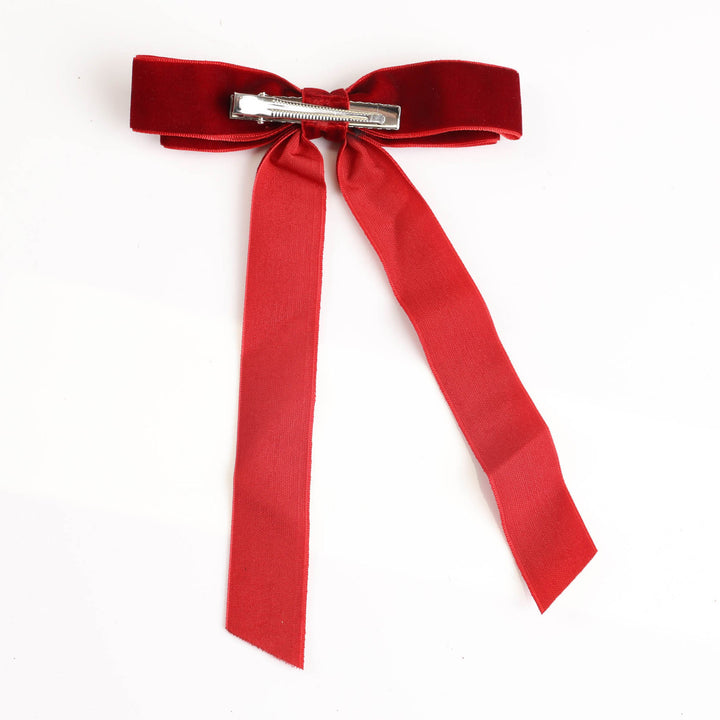 Burgundy Velvet Bow Clip - Pack of 4
