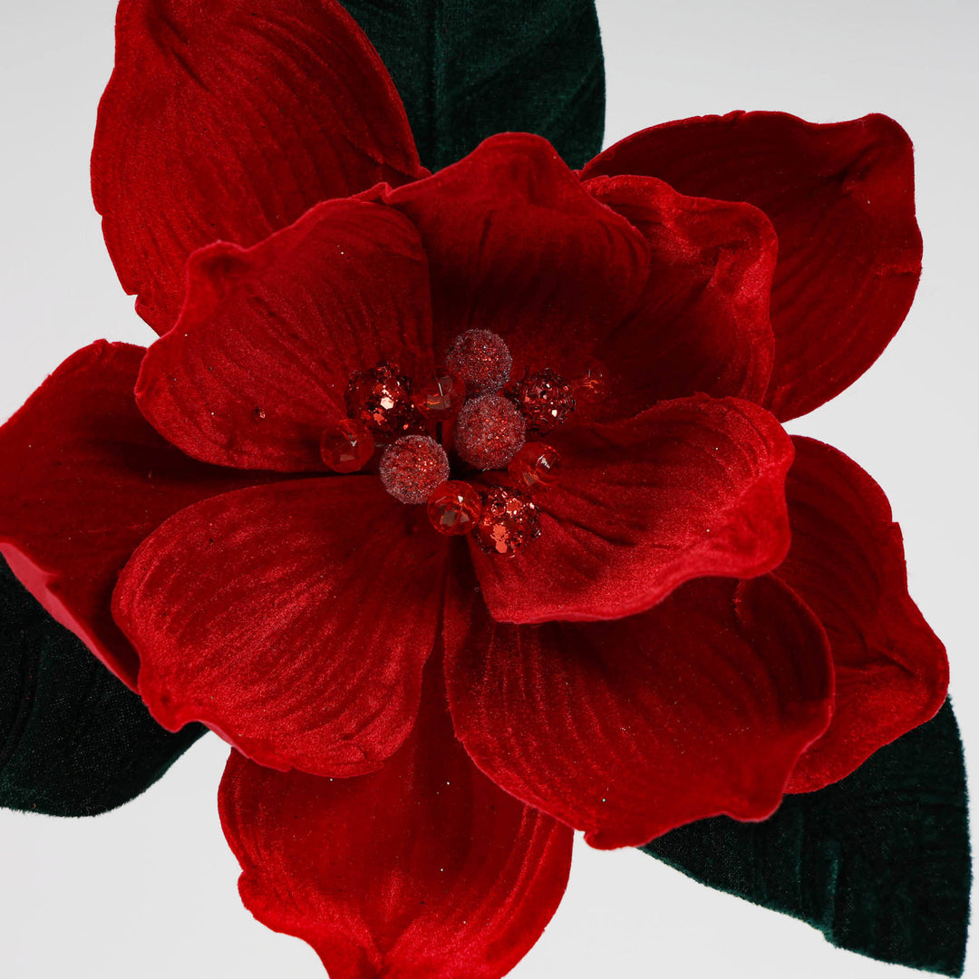 Burgundy Velvet Magnolia Christmas Flower 27cm (L)