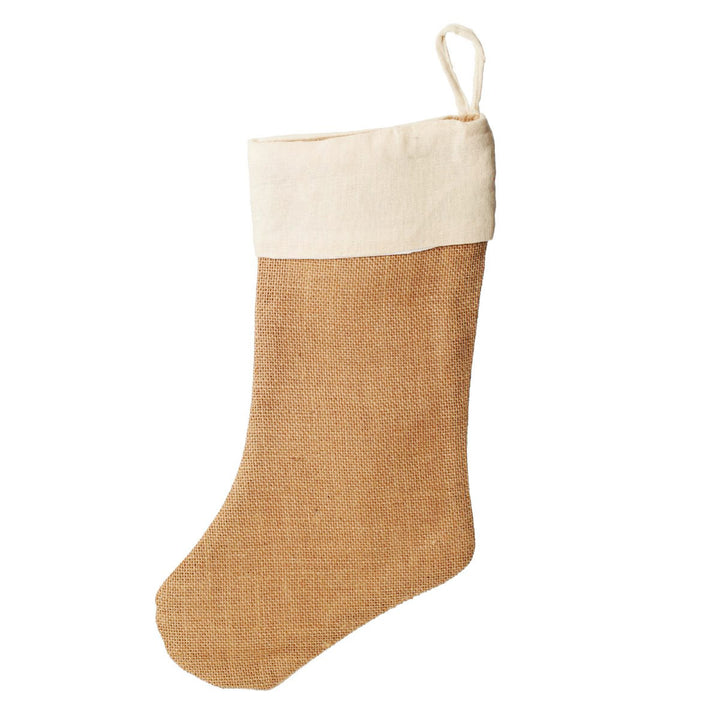 Burlap and Linen Christmas Stocking - Set of 4