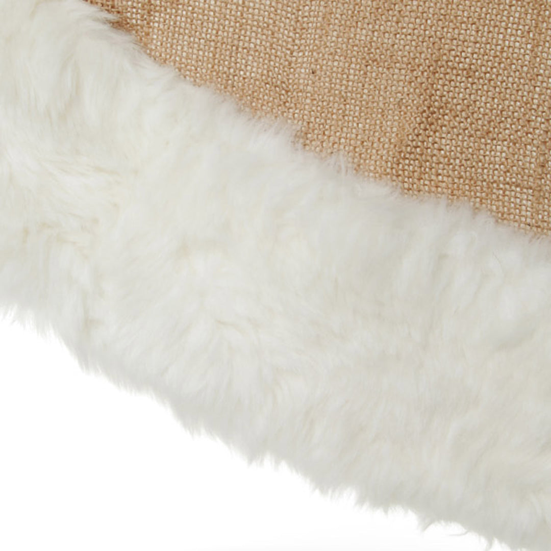 Burlap Tree Skirt with White Fur Trim