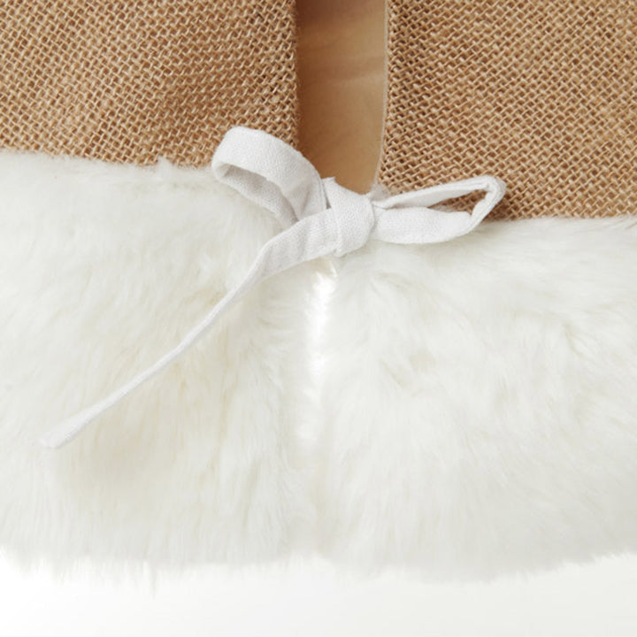 Burlap Tree Skirt with White Fur Trim