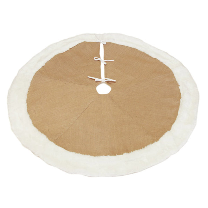 Burlap Tree Skirt with White Fur Trim