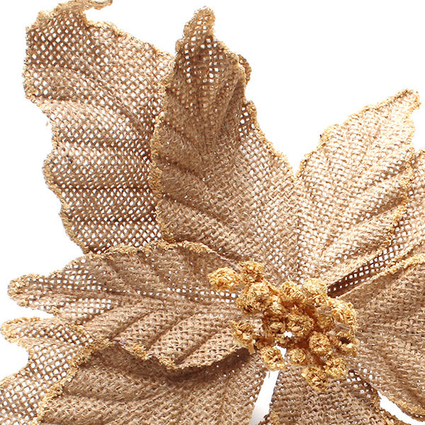 Burlap Flower Natural Trim 