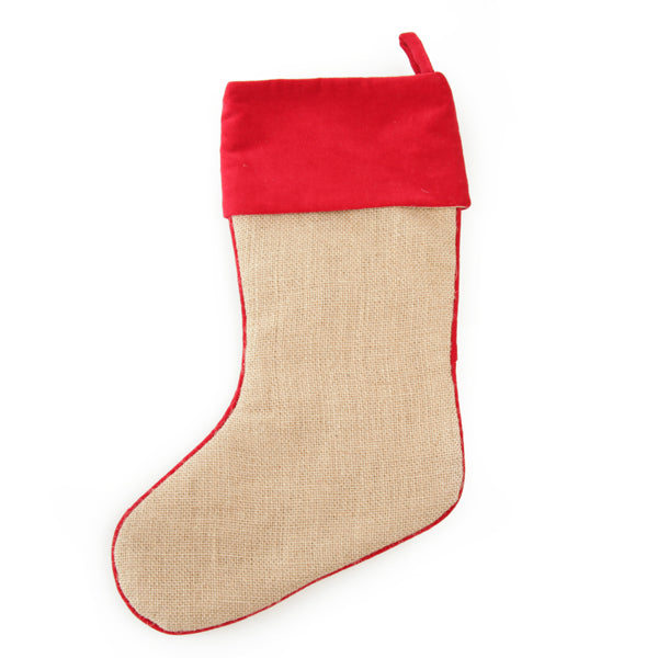 Personalised Burlap Cardinal Bird Christmas Stocking Back