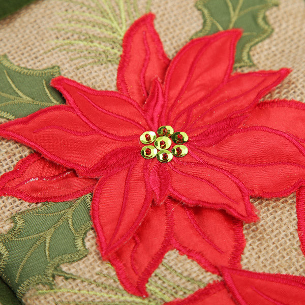 Personalised Burlap Poinsettia Christmas Stocking 