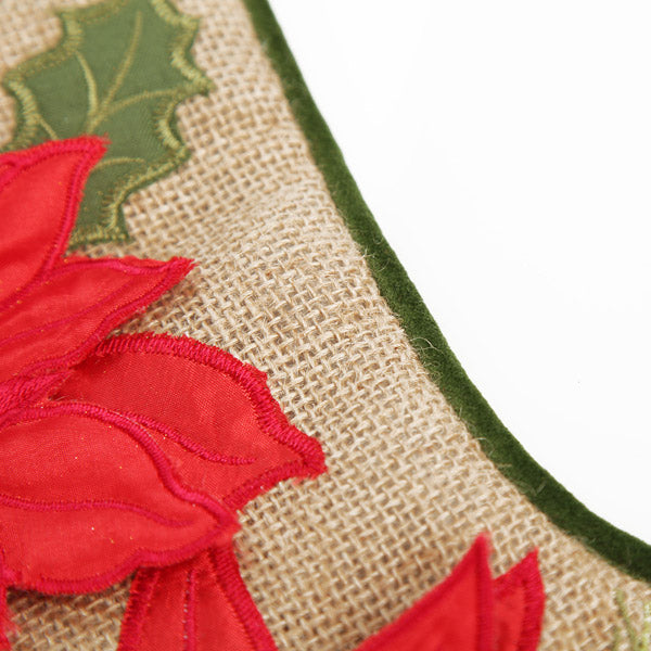 Personalised Burlap Poinsettia Christmas Stocking 