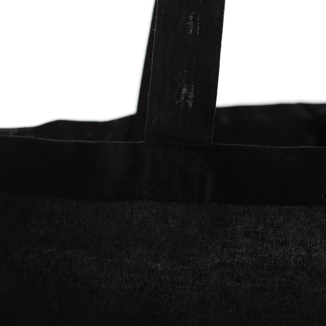 Black Calico Tote Bag -Strap Detail