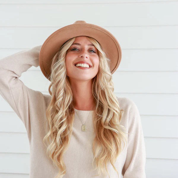 Camel Soft Wide Band Fedora Hat