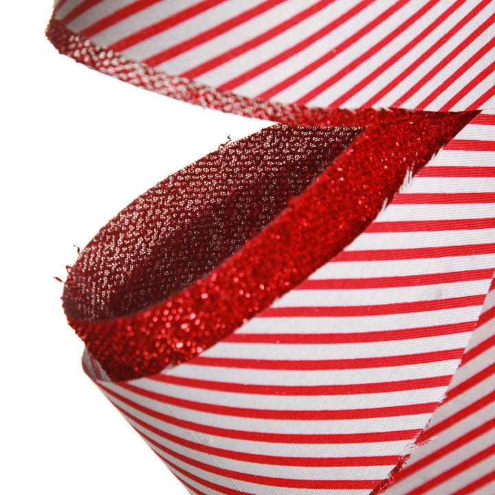Candy Cane Stripe Christmas Bow with Glitter Edge