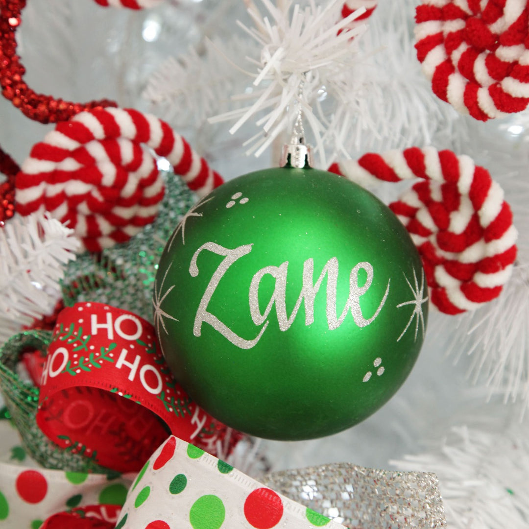 Personalised Green Shatterproof Christmas Bauble