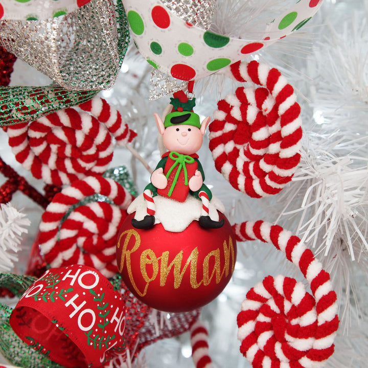Red Boy Elf Christmas Character Bauble