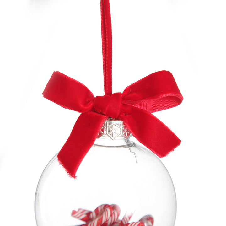 Candy Cane Filled Clear Shatterproof Bauble