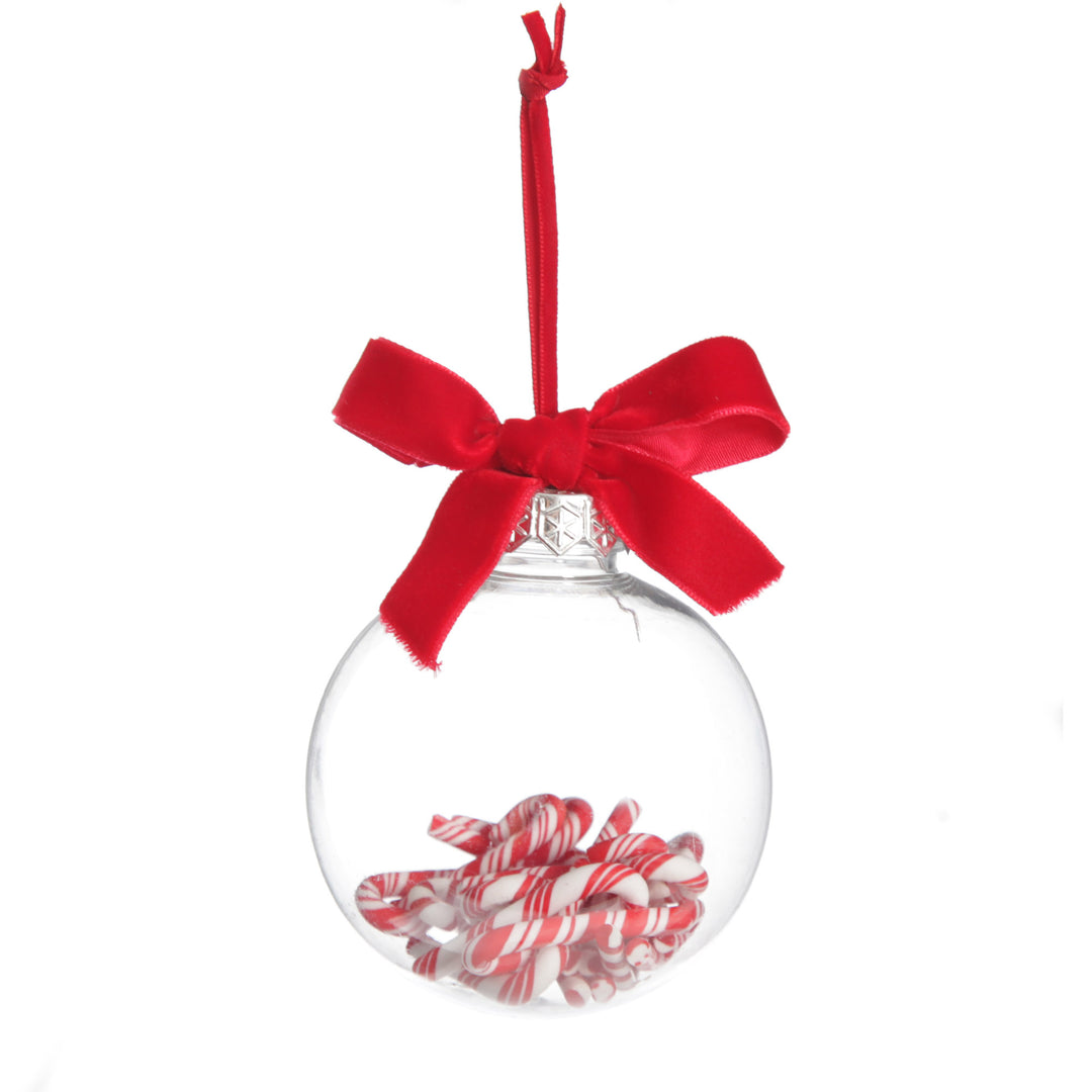 Candy Cane Filled Clear Shatterproof Bauble