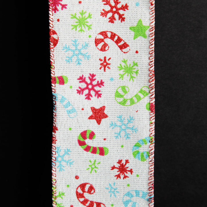 Candy Cane and Snowflake Ribbon - 6.3cm