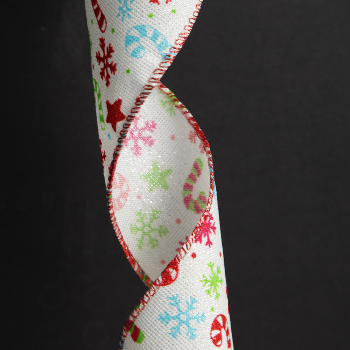 Candy Cane and Snowflake Ribbon - 6.3cm