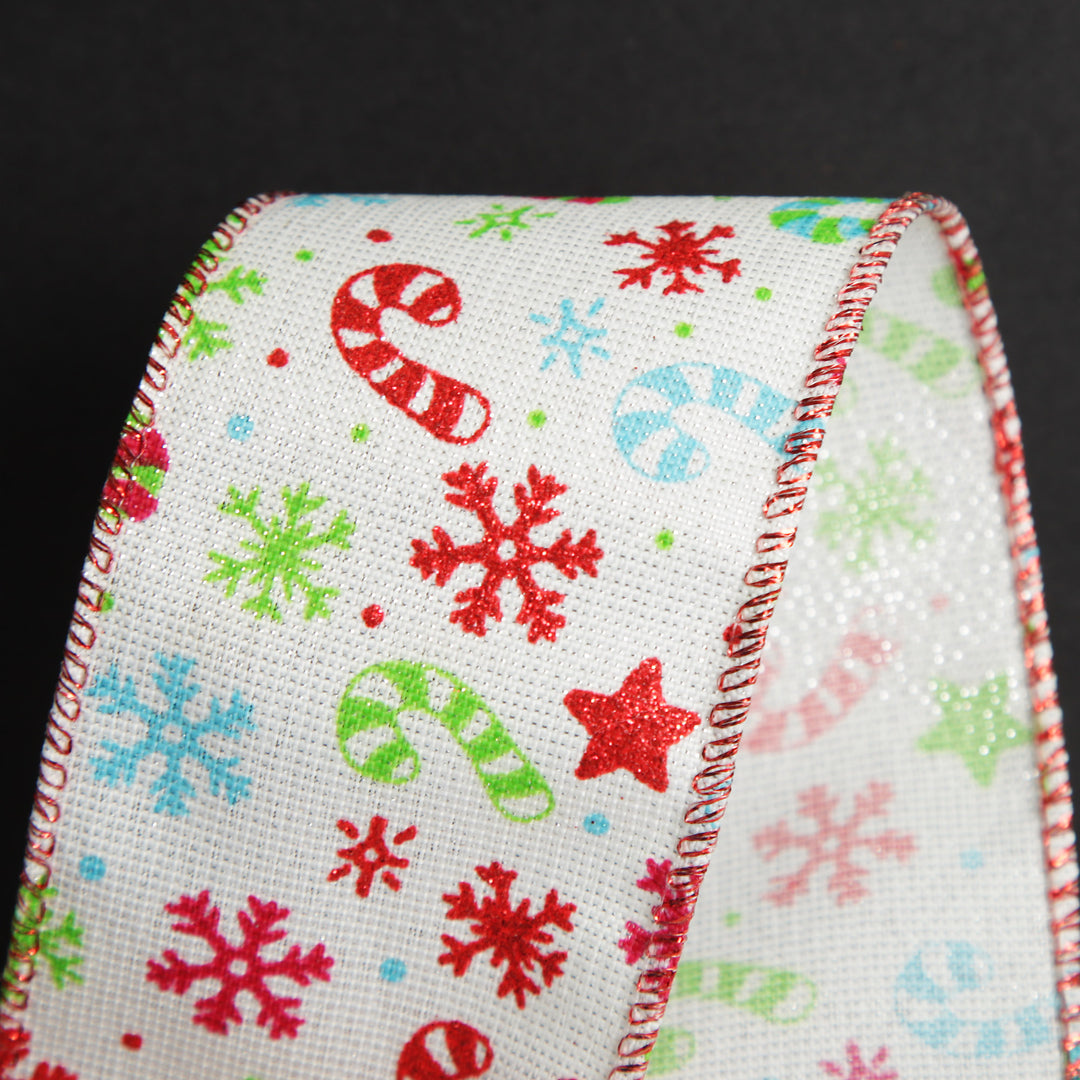 Candy Cane and Snowflake Ribbon - 6.3cm