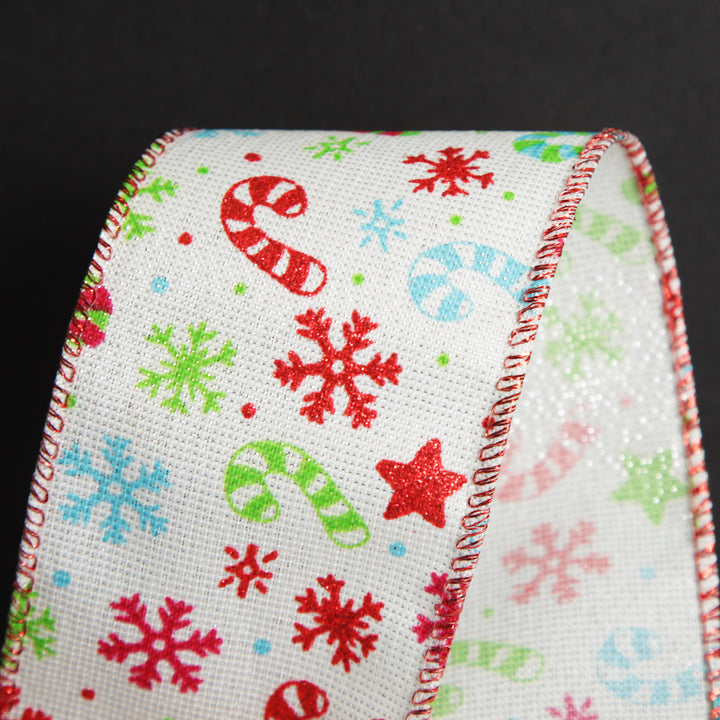 Candy Cane and Snowflake Ribbon - 6.3cm