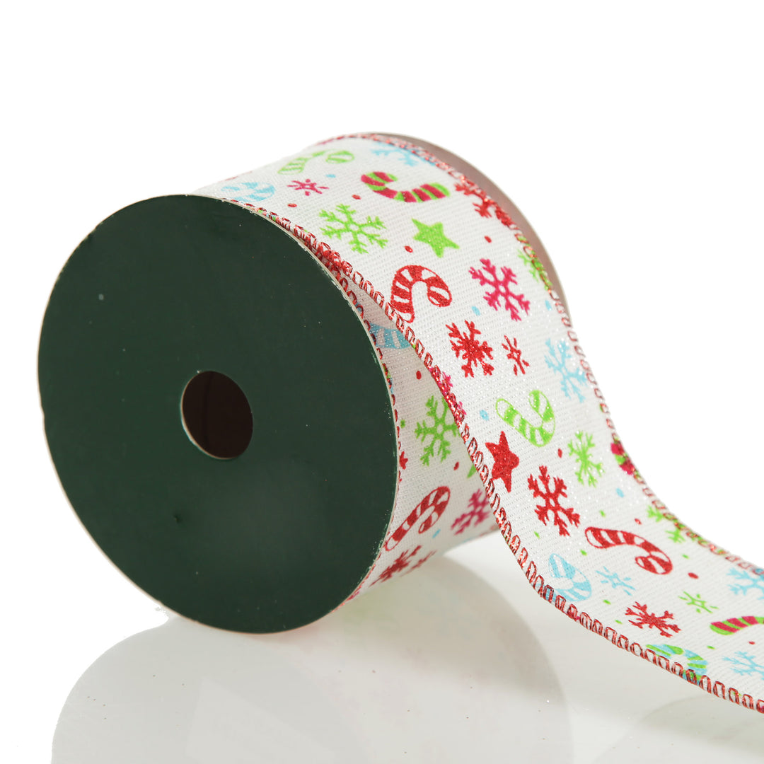 Candy Cane and Snowflake Ribbon - 6.3cm
