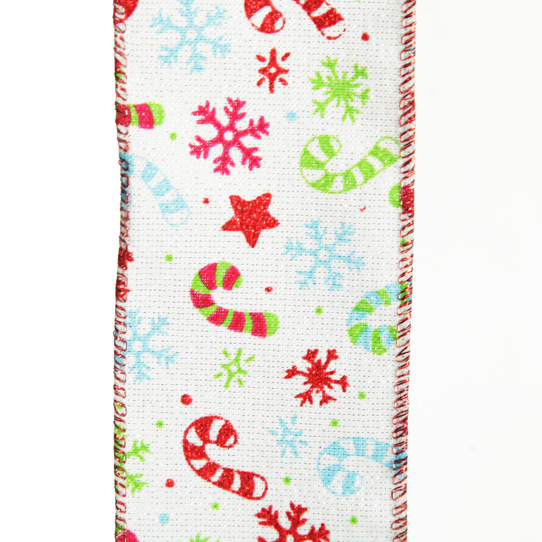 Candy Cane and Snowflake Ribbon - 6.3cm