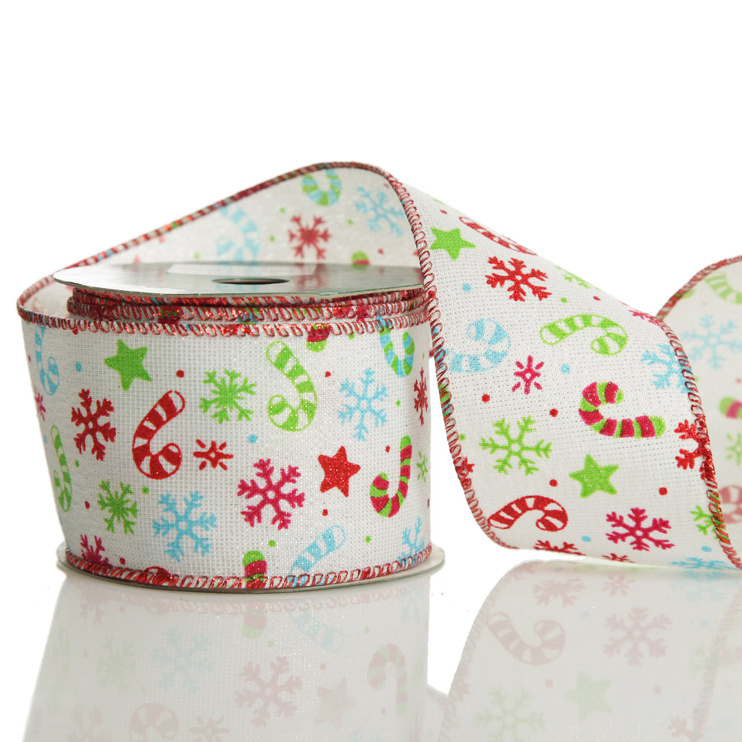 Candy Cane and Snowflake Ribbon - 6.3cm