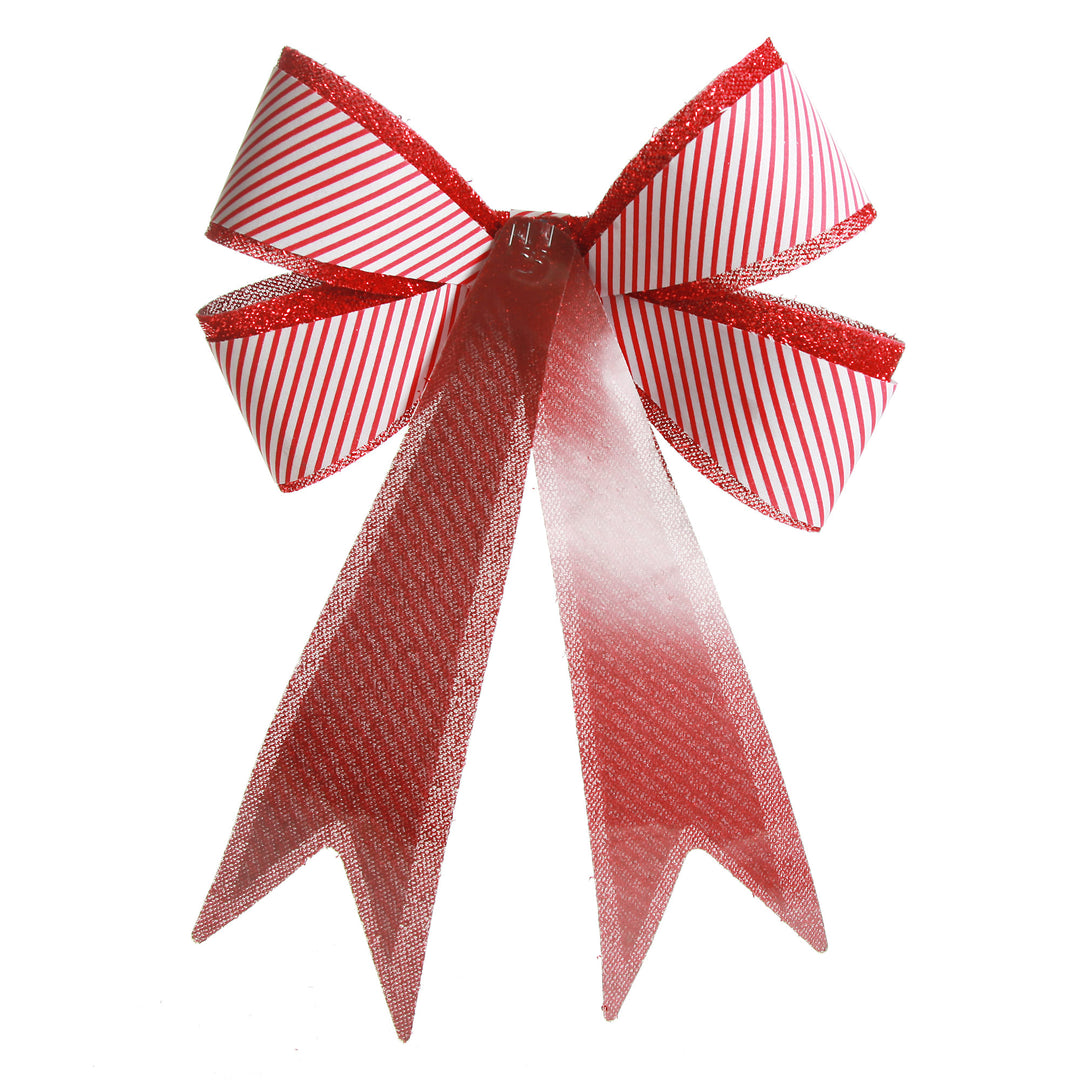 Candy Cane Stripe Christmas Bow with Glitter Edge