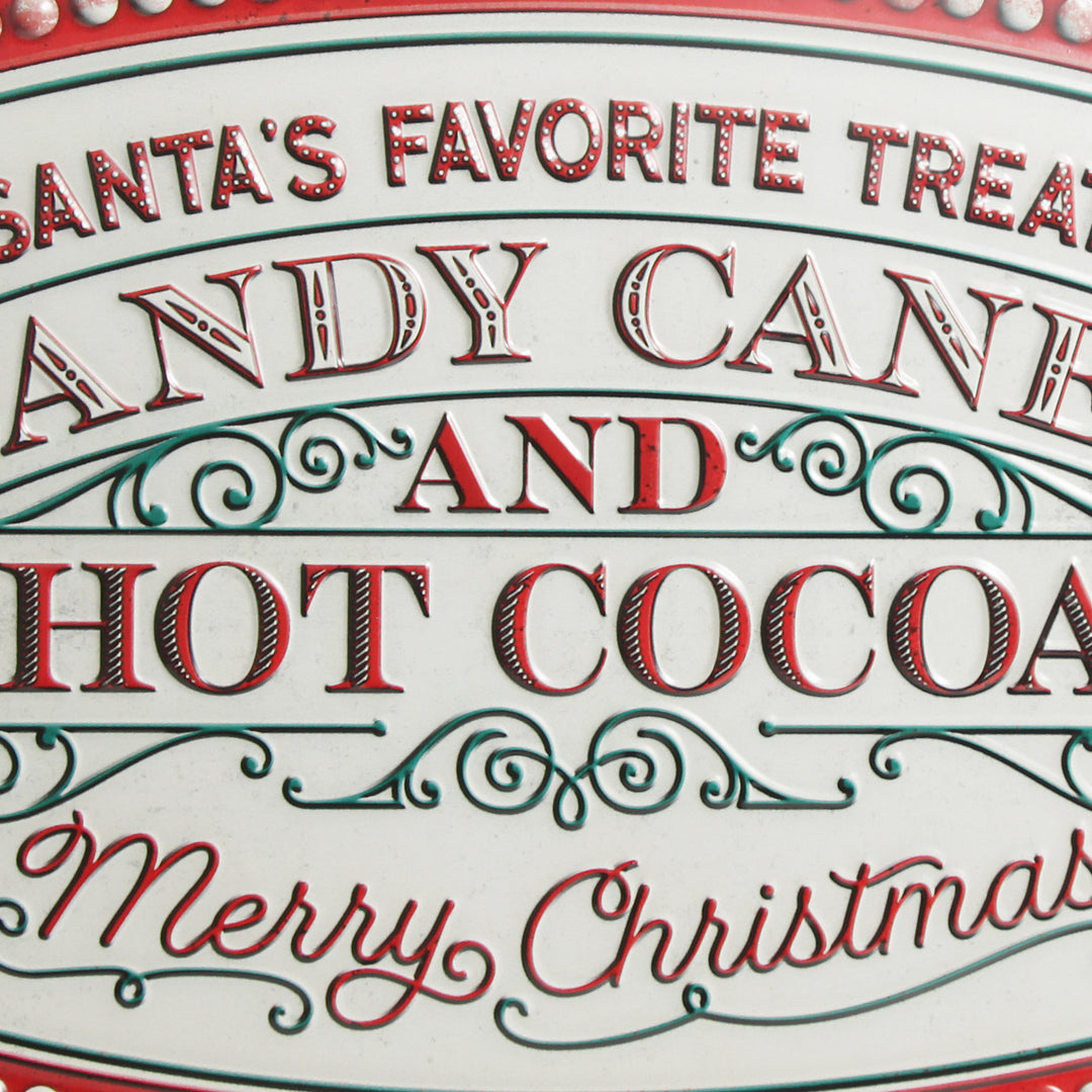Candy Canes and Hot Cocoa Retro Metal Christmas Sign