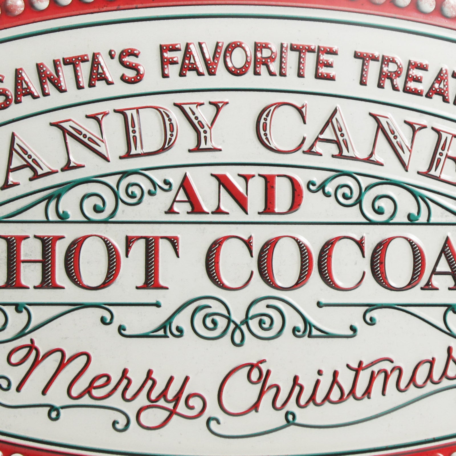 Candy Canes and Hot Cocoa Retro Metal Christmas Sign