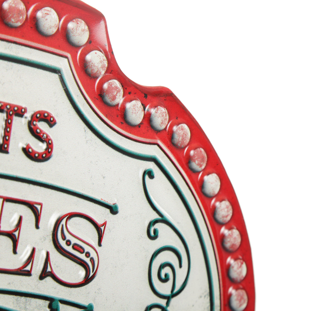 Candy Canes and Hot Cocoa Retro Metal Christmas Sign